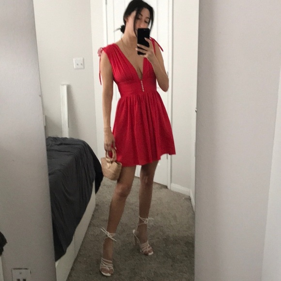 Free People Dresses & Skirts - POPPY-RED flit and flare free people dress (flattering on the girls ;) ) ❤️